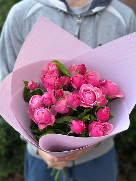 9 золотых трояндов (колір лавандерлейс лайт) 50 см