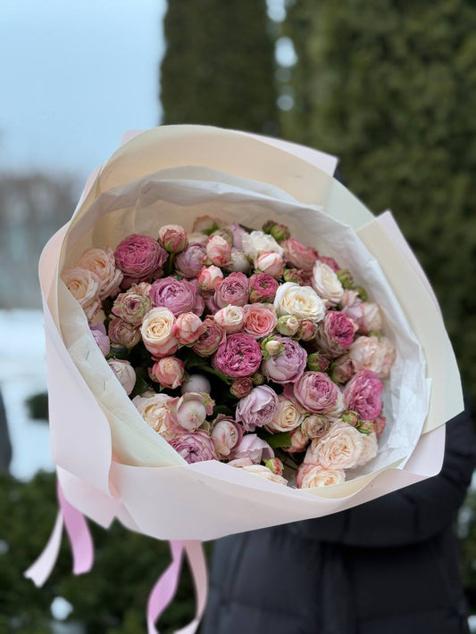 39 роз Bombastic и Lavender