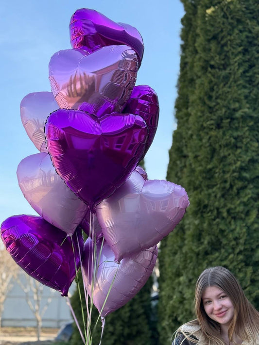 Набір 10 фольговані кульки сердця фіолетовий набір🎈