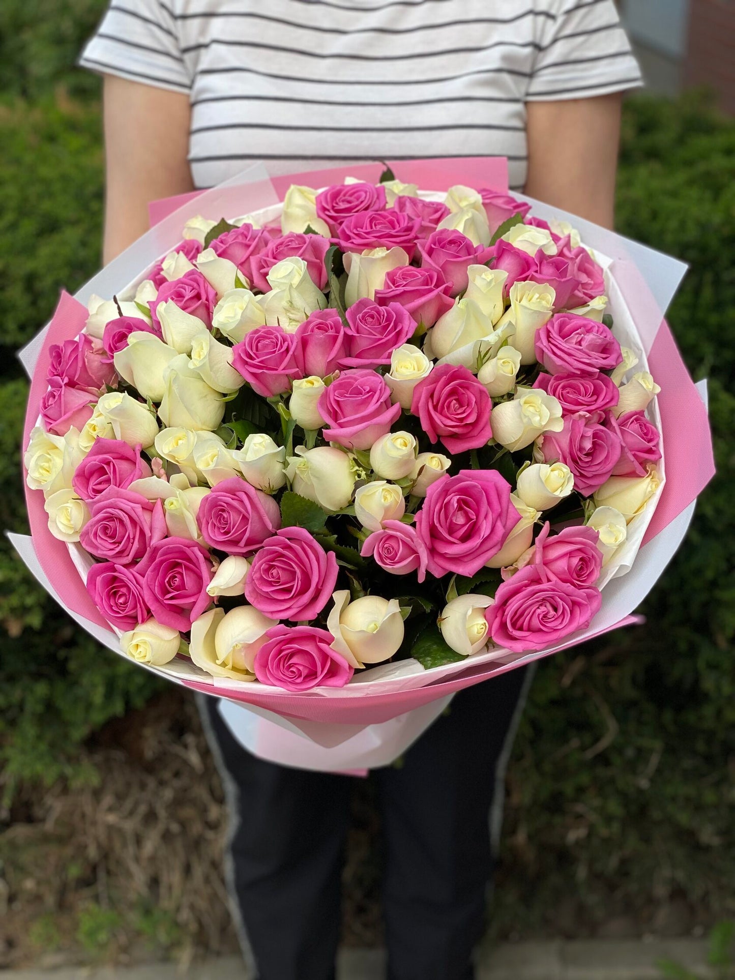 101 Rosen Sorte Beluga und Aqua