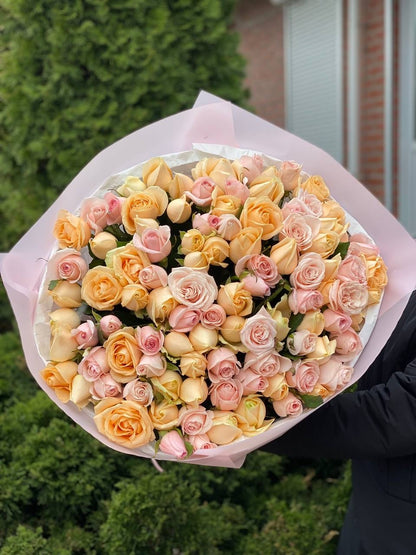 101 Rosen der Sorten Peach Avalanche und Kimberley