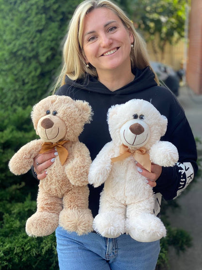 Teddybär, 40 cm (Farbe: Weiß/Creme/Schwarz)