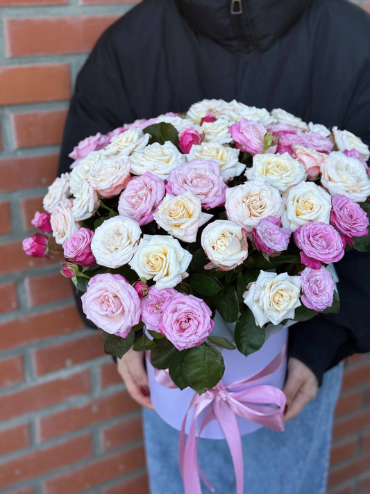 Hutschachtel Größe XL 51 Rosen (Sorte Bombastic, Lady Bombastic)
