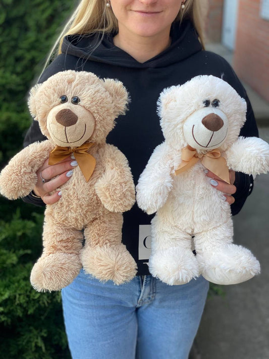 Teddybär, 40 cm (Farbe: Weiß/Creme/Schwarz)