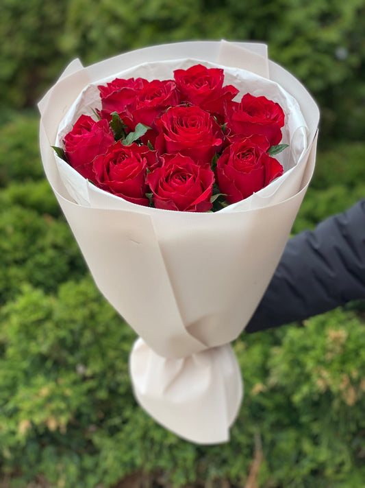 9 Rosen (Sorte Rote) 50 cm