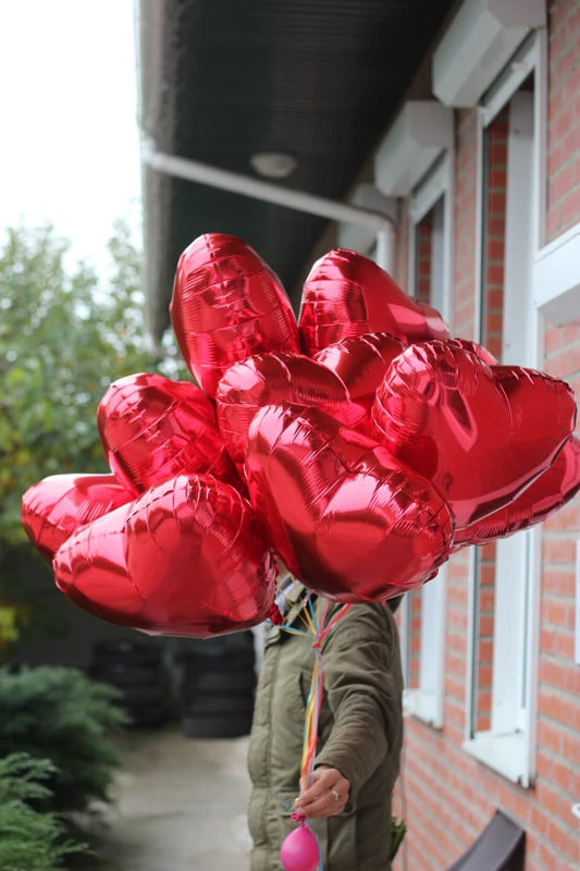 Набір: фольга червоні серця 10 шт🎈