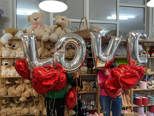 Набір кульки LOVE (70 см) великі, серебро (тільки напис)